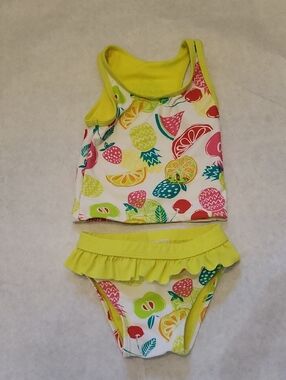 Two-Piece fruit print tankini - yellow trim